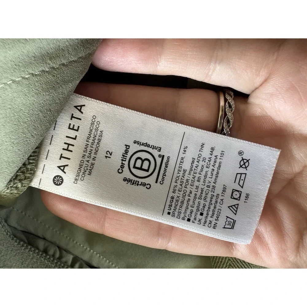 Athleta Brooklyn Heights High Rise Wide Trouser in Eucalyptus Olive size 12